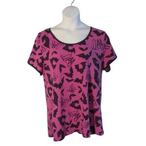 LuLaRoe 2X 2XL Purple Bats Halloween Perfect Tee Knit Shirt Top